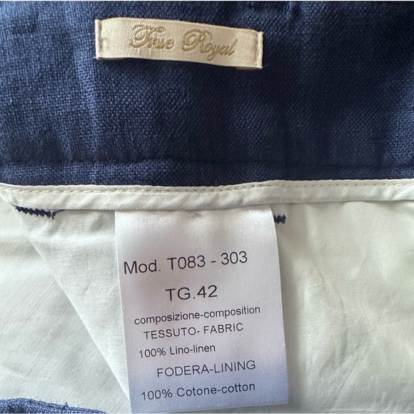 True Royal Linen Trousers Navy Blue Size 6 Straight Leg Linen Pants - Picture 7 of 7